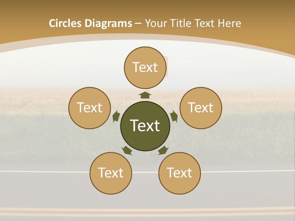 A Yellow Sign Sitting On The Side Of A Road PowerPoint Template