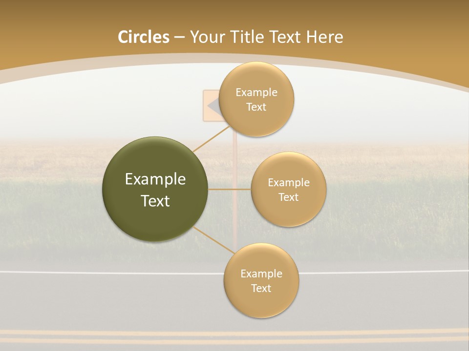 A Yellow Sign Sitting On The Side Of A Road PowerPoint Template