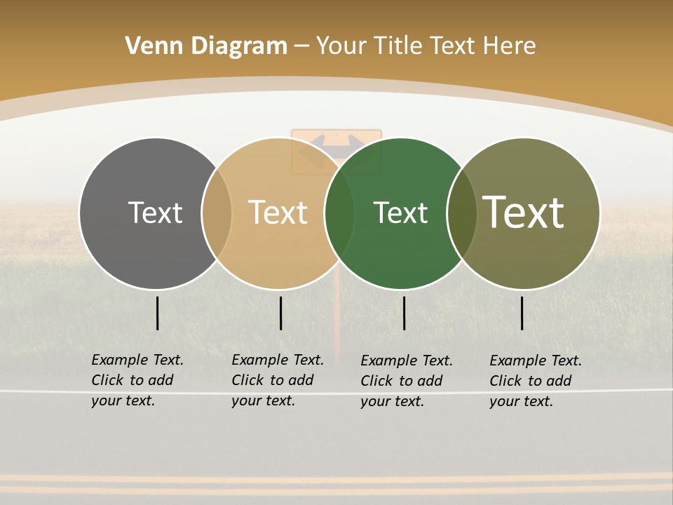 A Yellow Sign Sitting On The Side Of A Road PowerPoint Template