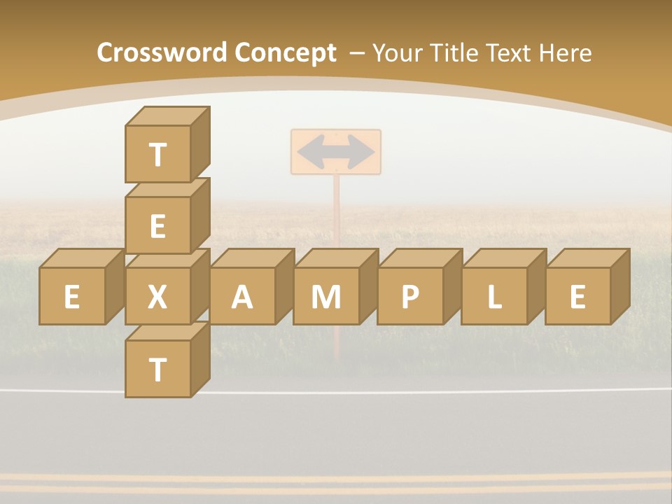 A Yellow Sign Sitting On The Side Of A Road PowerPoint Template