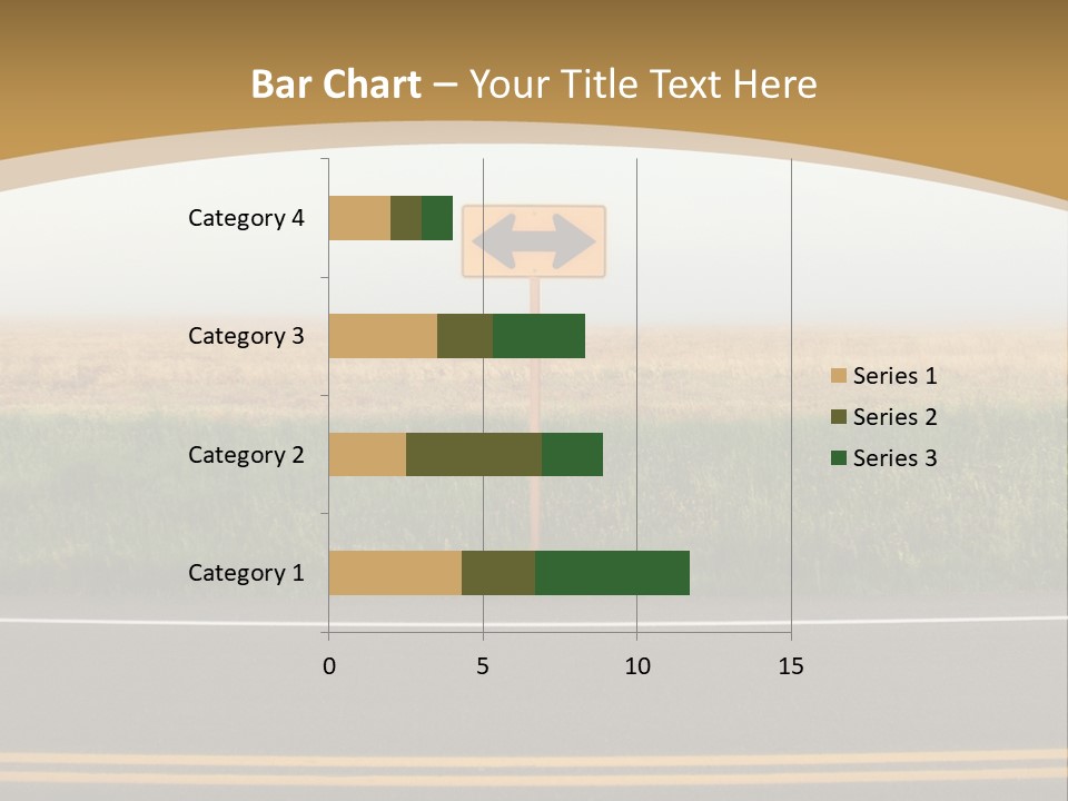 A Yellow Sign Sitting On The Side Of A Road PowerPoint Template
