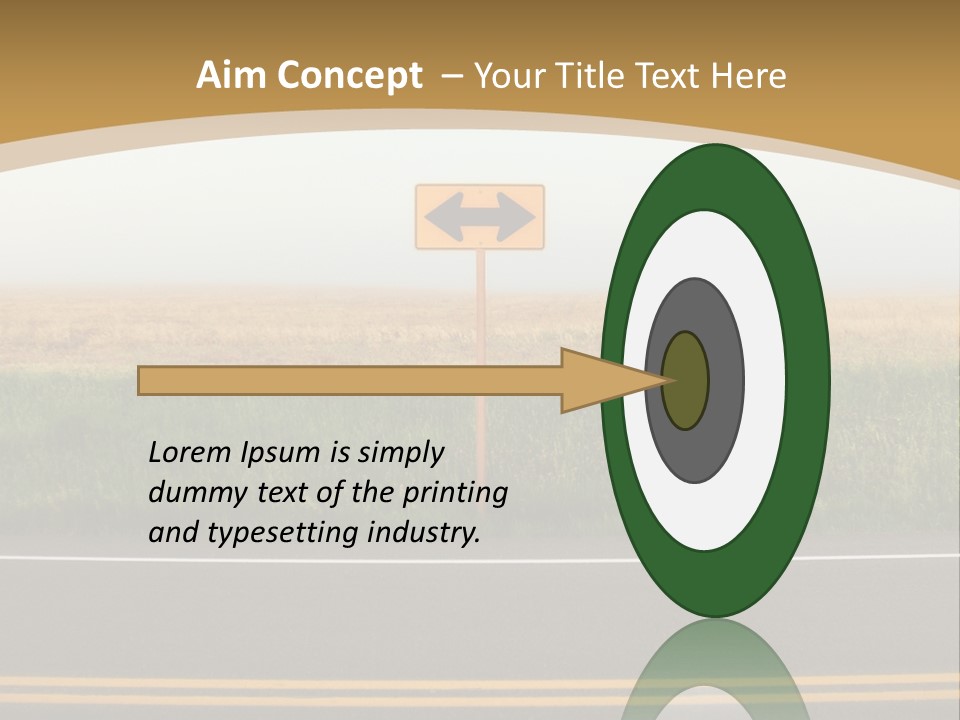 A Yellow Sign Sitting On The Side Of A Road PowerPoint Template