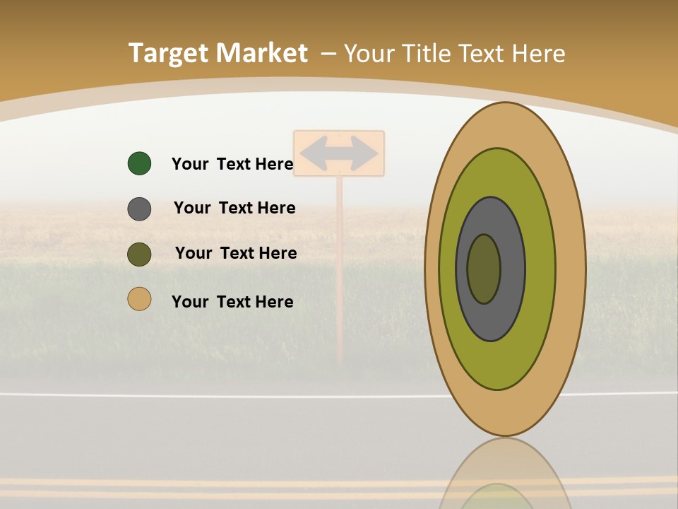 A Yellow Sign Sitting On The Side Of A Road PowerPoint Template