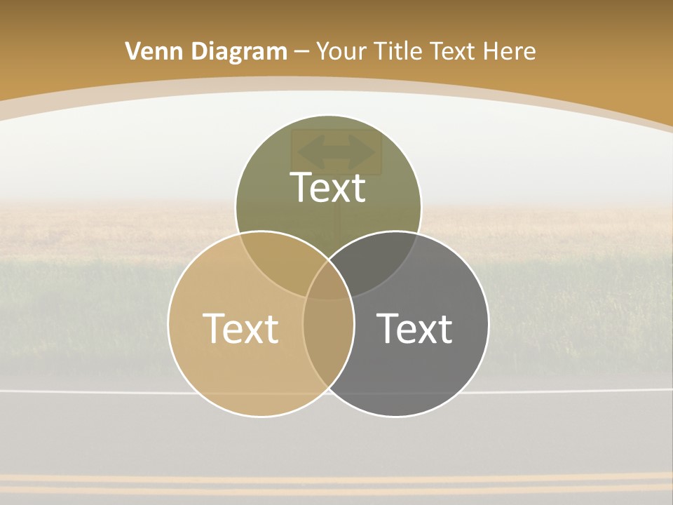 A Yellow Sign Sitting On The Side Of A Road PowerPoint Template