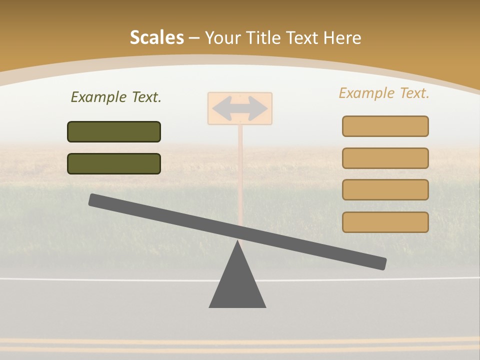 A Yellow Sign Sitting On The Side Of A Road PowerPoint Template