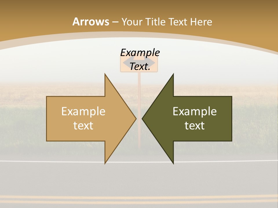 A Yellow Sign Sitting On The Side Of A Road PowerPoint Template