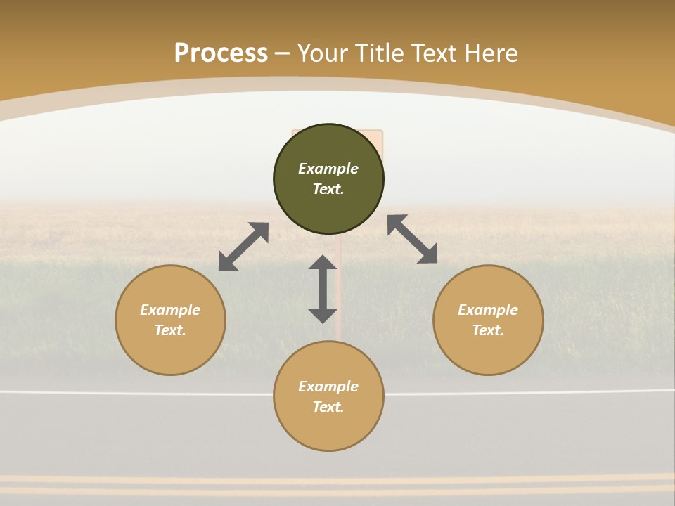 A Yellow Sign Sitting On The Side Of A Road PowerPoint Template
