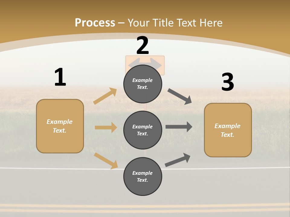 A Yellow Sign Sitting On The Side Of A Road PowerPoint Template