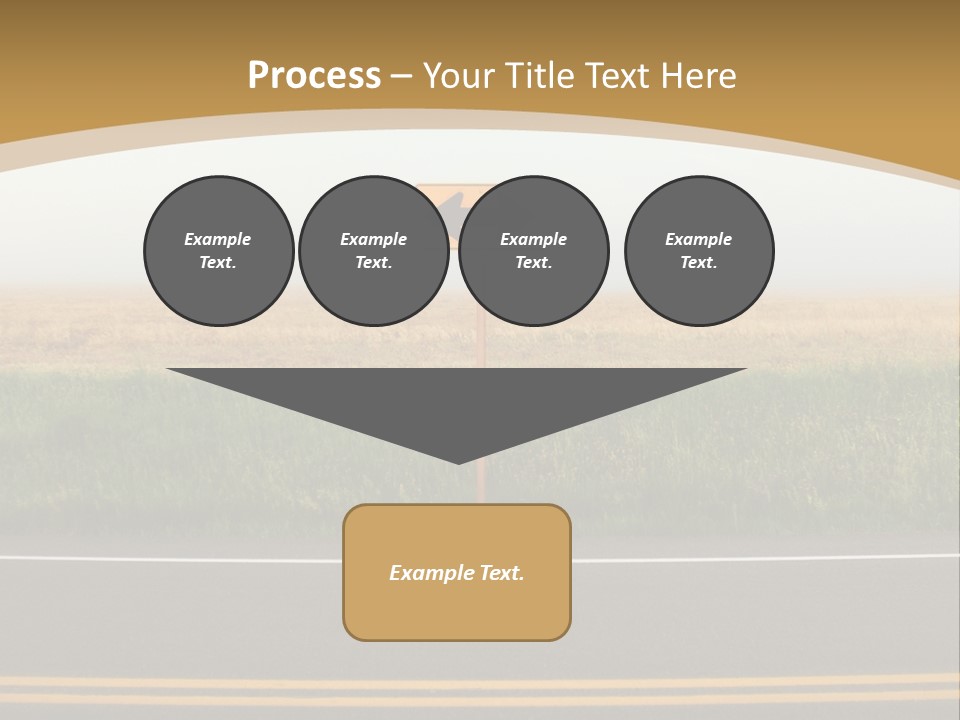 A Yellow Sign Sitting On The Side Of A Road PowerPoint Template