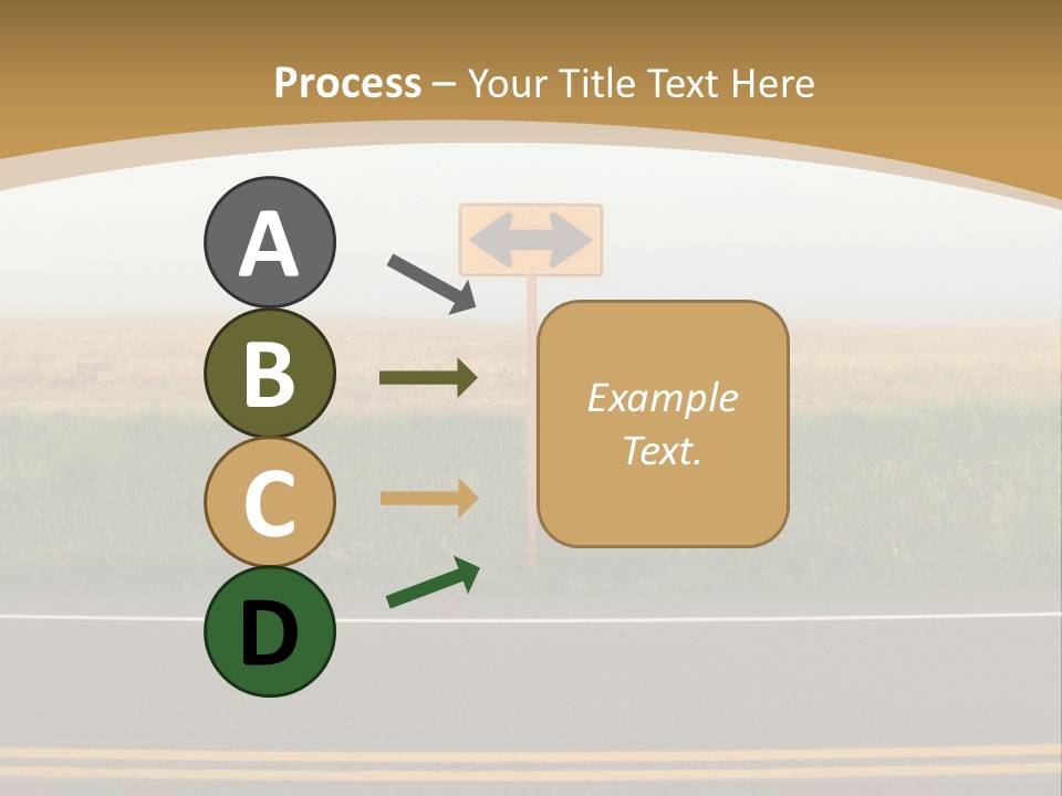 A Yellow Sign Sitting On The Side Of A Road PowerPoint Template