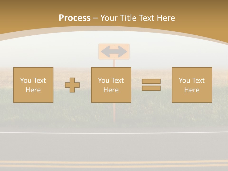 A Yellow Sign Sitting On The Side Of A Road PowerPoint Template