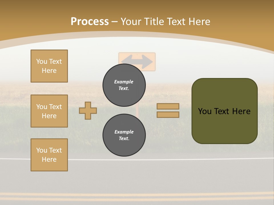 A Yellow Sign Sitting On The Side Of A Road PowerPoint Template