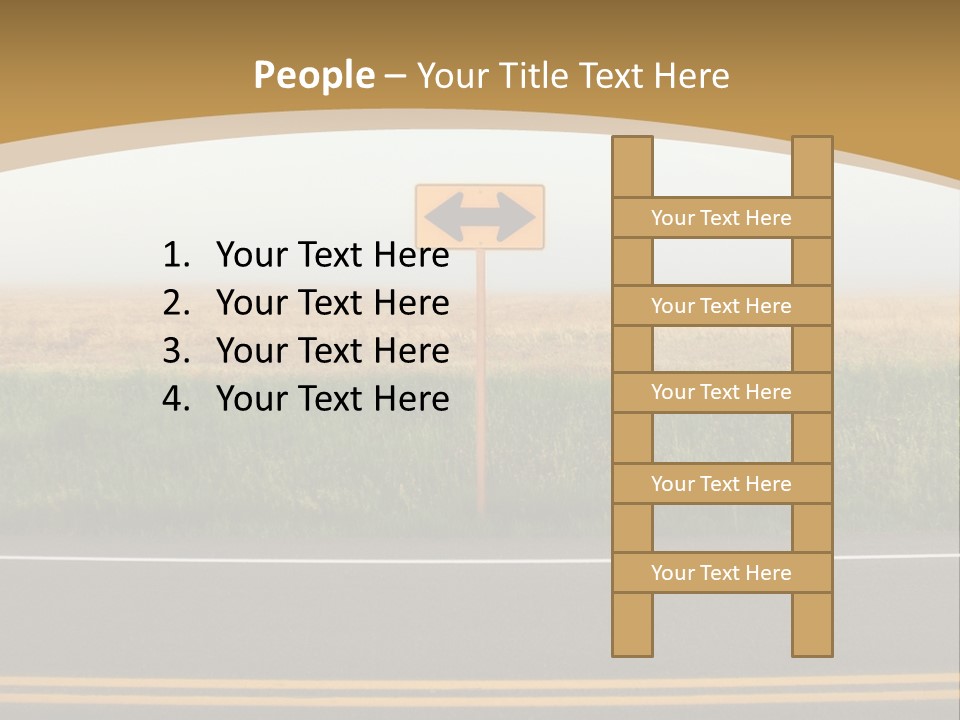 A Yellow Sign Sitting On The Side Of A Road PowerPoint Template