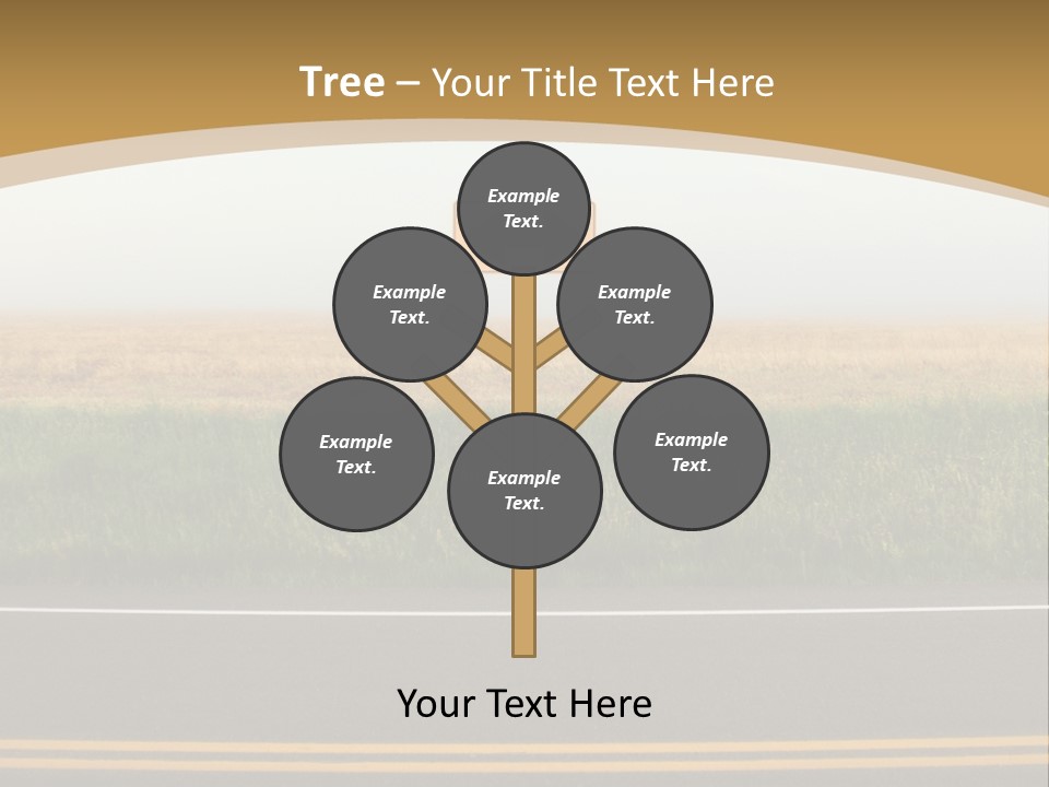 A Yellow Sign Sitting On The Side Of A Road PowerPoint Template