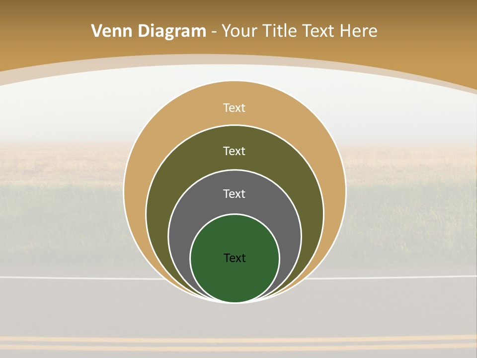 A Yellow Sign Sitting On The Side Of A Road PowerPoint Template