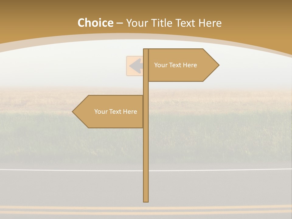 A Yellow Sign Sitting On The Side Of A Road PowerPoint Template