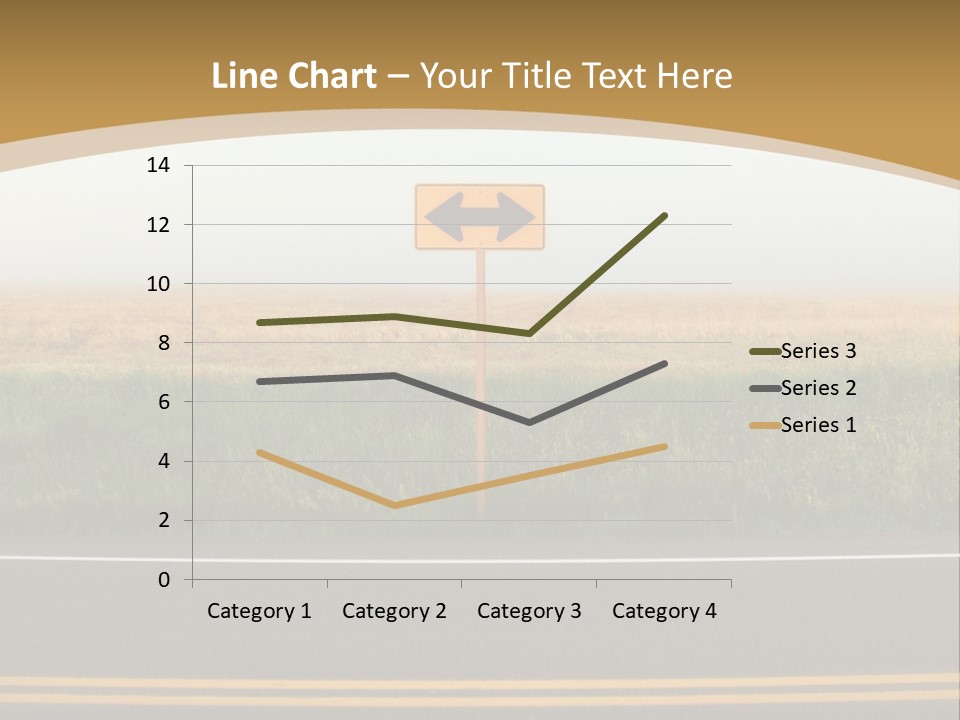 A Yellow Sign Sitting On The Side Of A Road PowerPoint Template