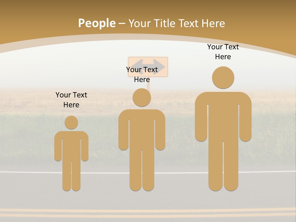 A Yellow Sign Sitting On The Side Of A Road PowerPoint Template