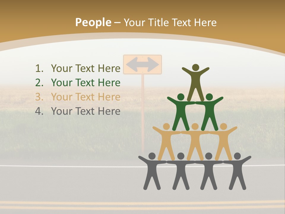 A Yellow Sign Sitting On The Side Of A Road PowerPoint Template