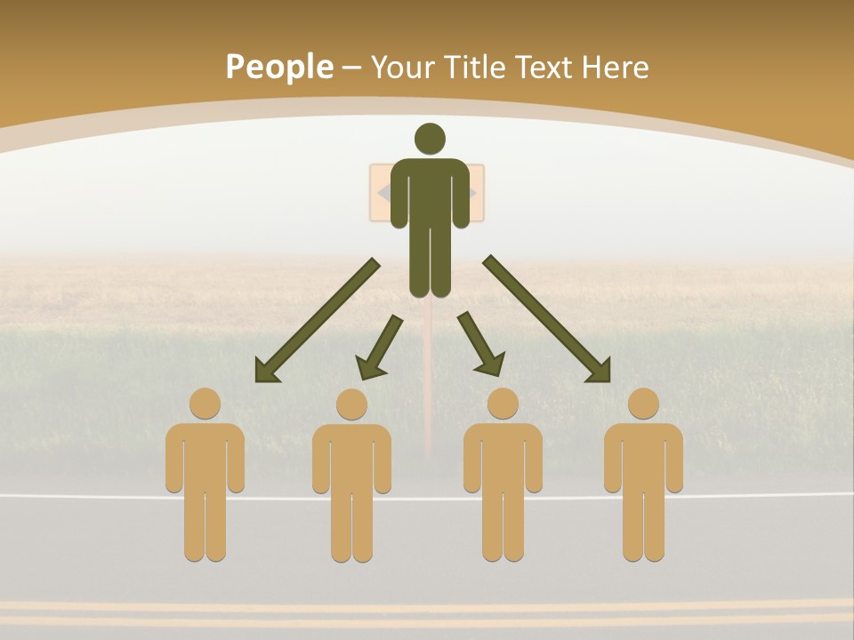 A Yellow Sign Sitting On The Side Of A Road PowerPoint Template