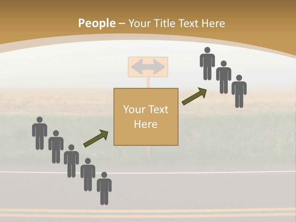 A Yellow Sign Sitting On The Side Of A Road PowerPoint Template