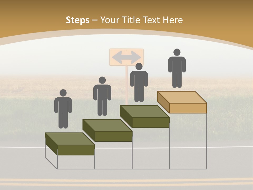 A Yellow Sign Sitting On The Side Of A Road PowerPoint Template