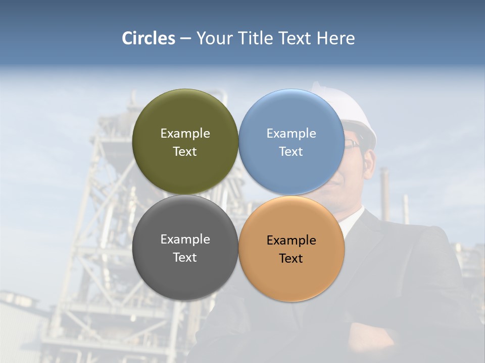 A Man Wearing A Hard Hat Standing In Front Of A Power Plant PowerPoint Template