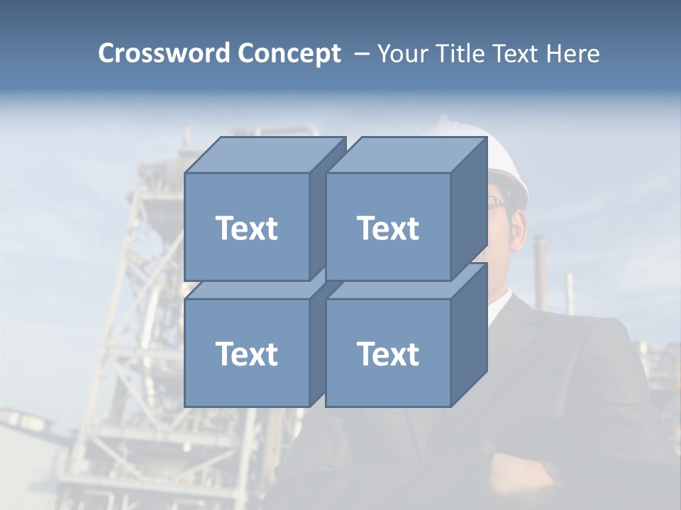 A Man Wearing A Hard Hat Standing In Front Of A Power Plant PowerPoint Template