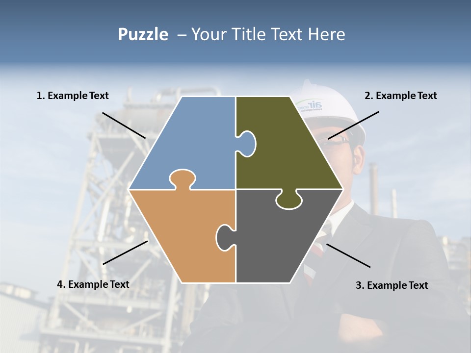 A Man Wearing A Hard Hat Standing In Front Of A Power Plant PowerPoint Template
