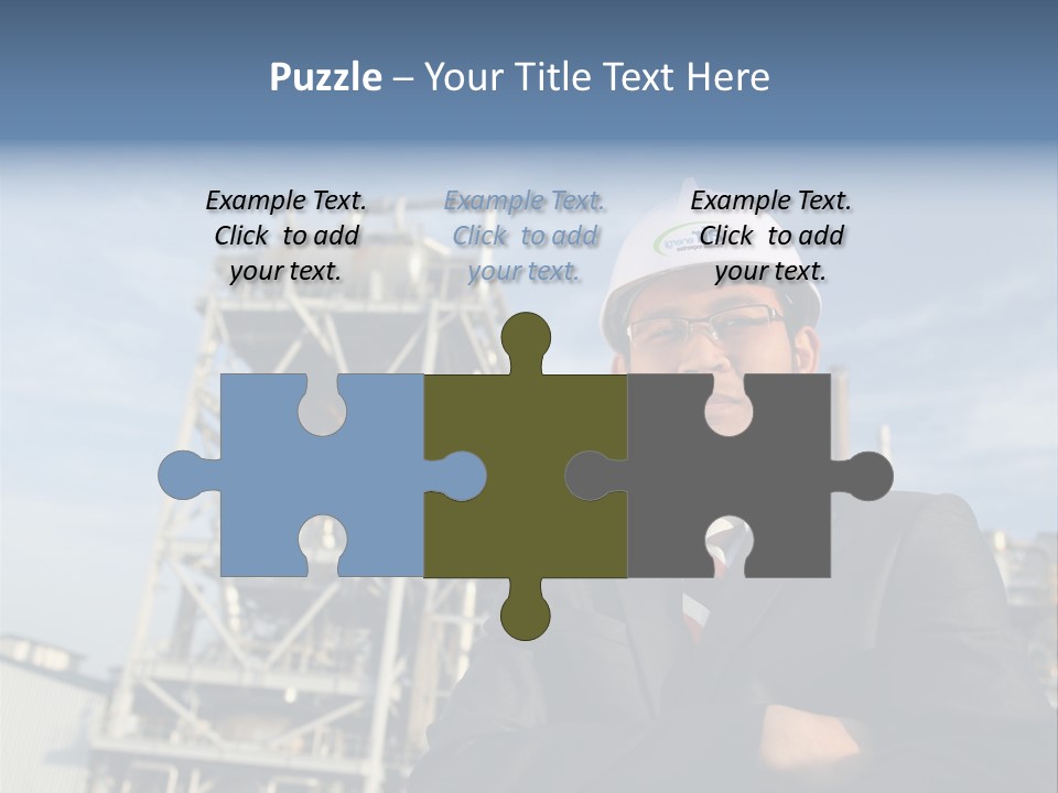 A Man Wearing A Hard Hat Standing In Front Of A Power Plant PowerPoint Template