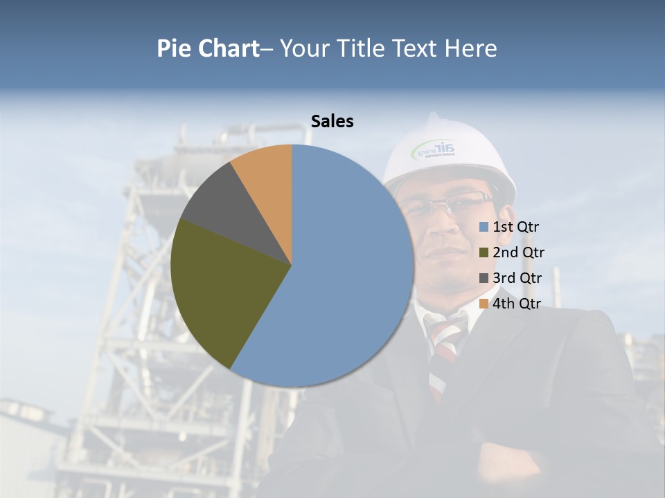 A Man Wearing A Hard Hat Standing In Front Of A Power Plant PowerPoint Template