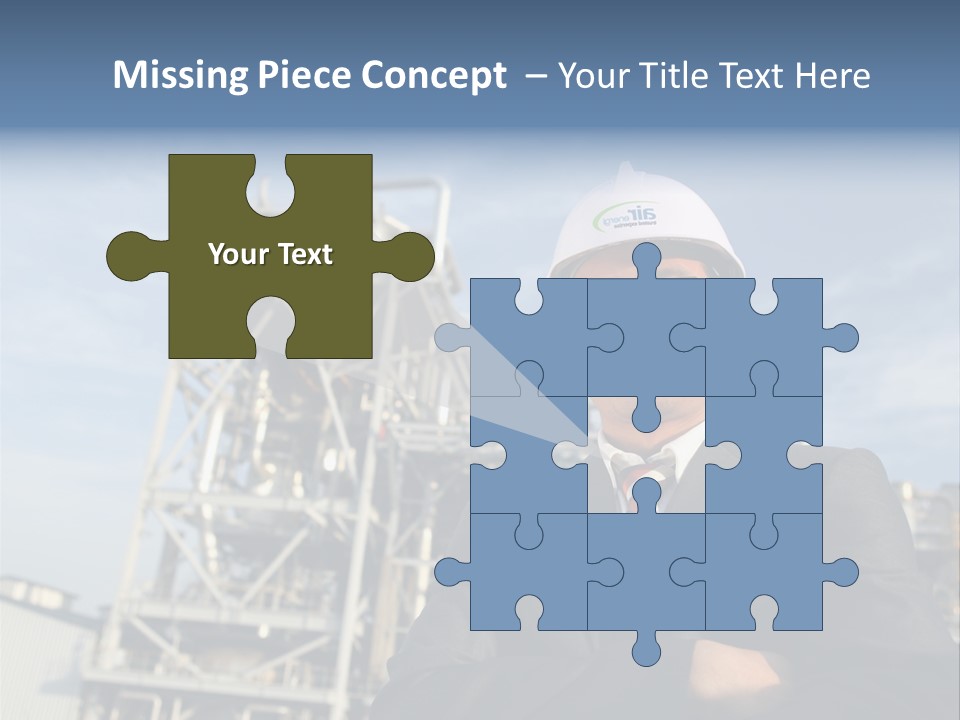 A Man Wearing A Hard Hat Standing In Front Of A Power Plant PowerPoint Template