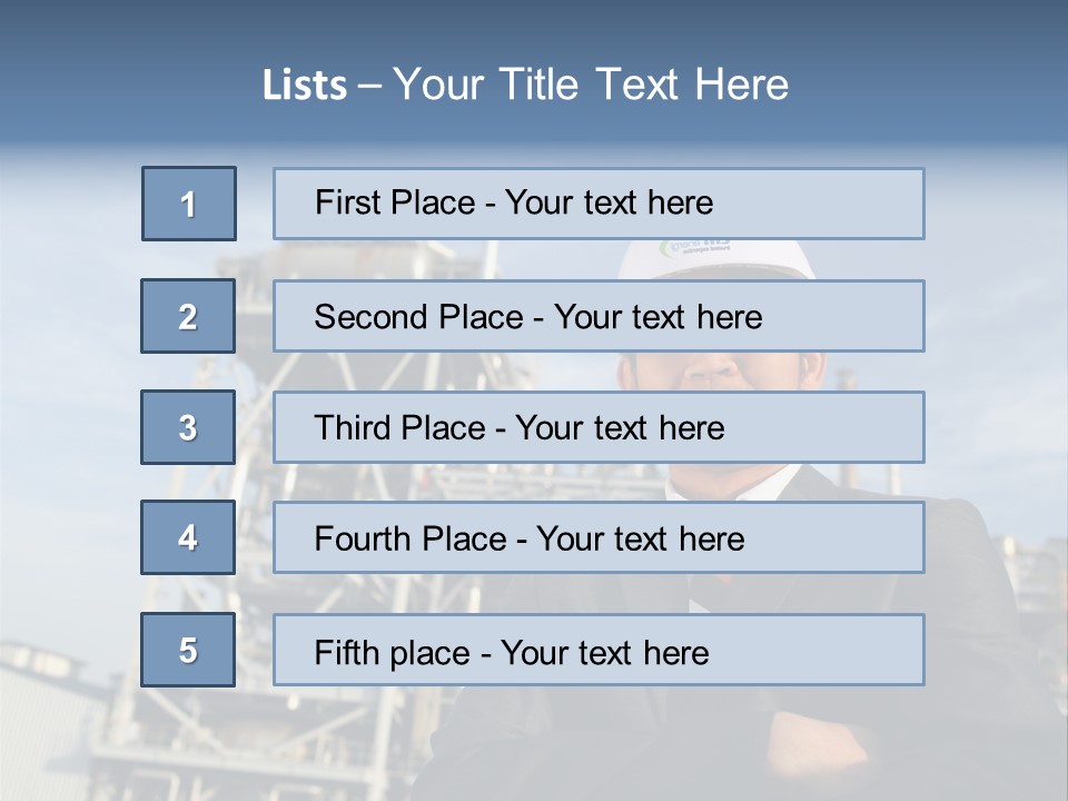 A Man Wearing A Hard Hat Standing In Front Of A Power Plant PowerPoint Template