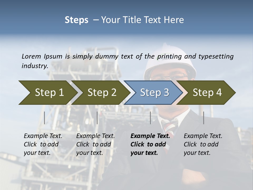 A Man Wearing A Hard Hat Standing In Front Of A Power Plant PowerPoint Template