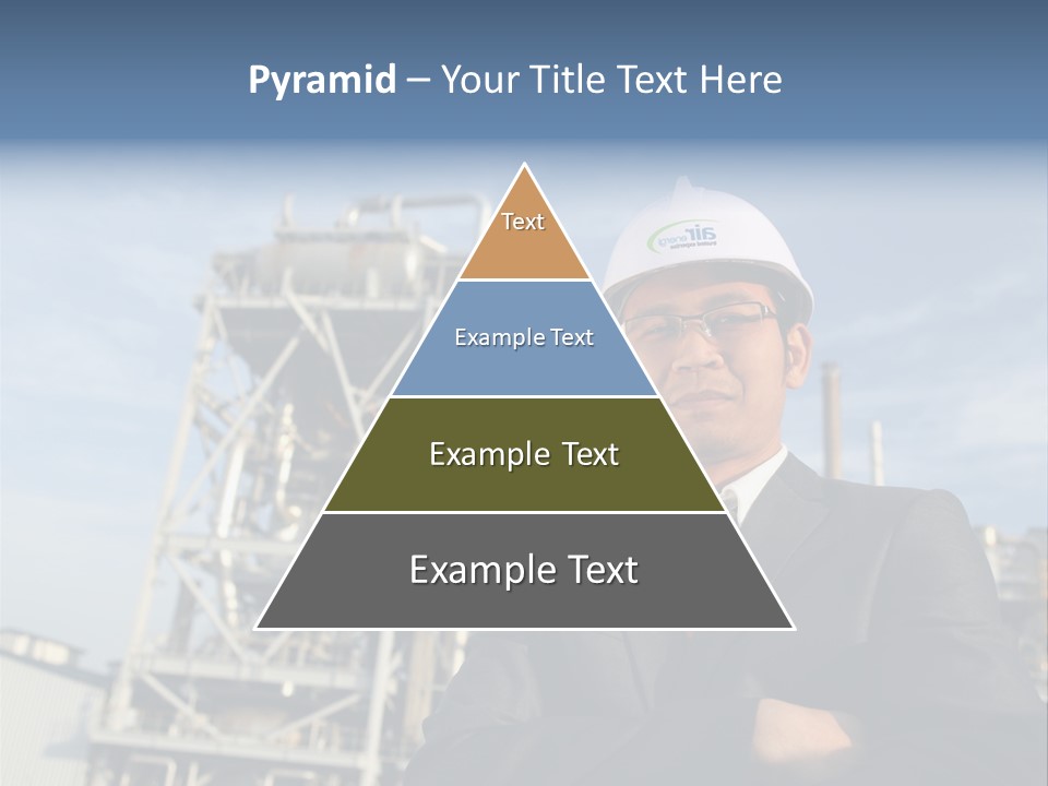 A Man Wearing A Hard Hat Standing In Front Of A Power Plant PowerPoint Template
