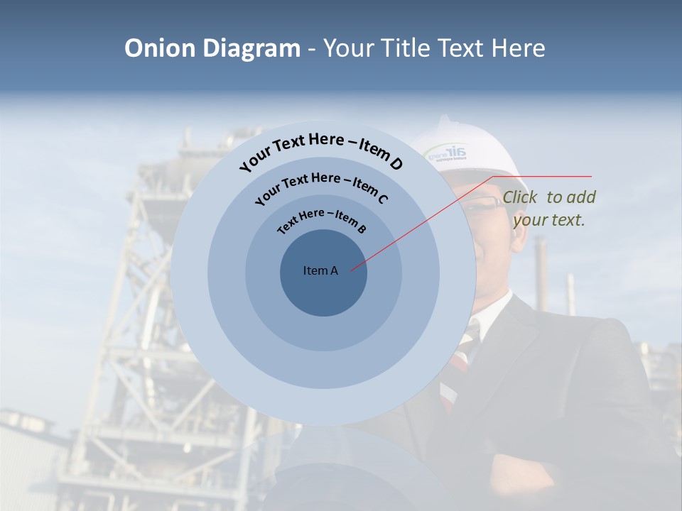A Man Wearing A Hard Hat Standing In Front Of A Power Plant PowerPoint Template