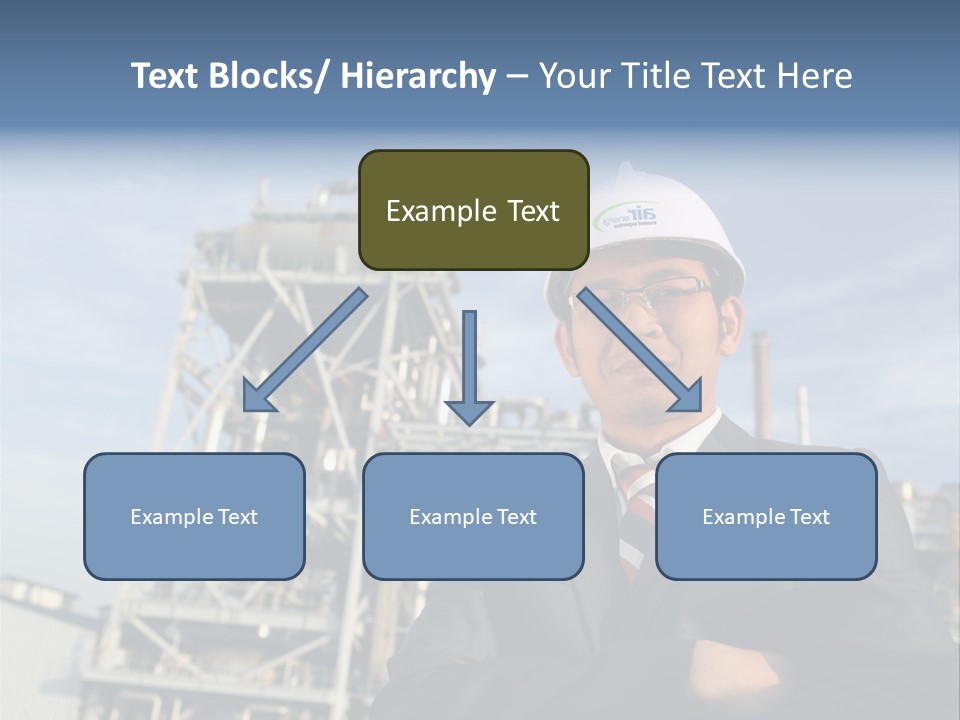 A Man Wearing A Hard Hat Standing In Front Of A Power Plant PowerPoint Template