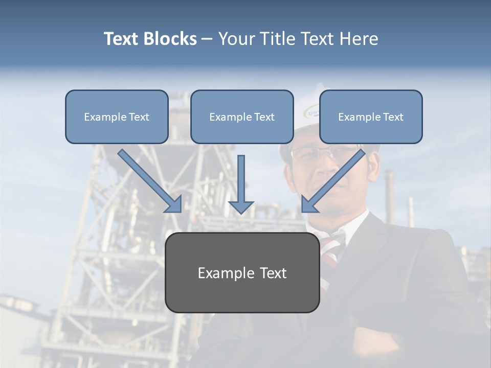 A Man Wearing A Hard Hat Standing In Front Of A Power Plant PowerPoint Template