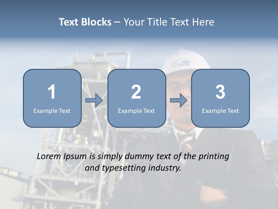 A Man Wearing A Hard Hat Standing In Front Of A Power Plant PowerPoint Template