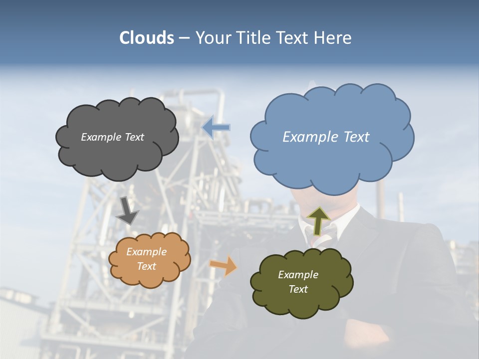 A Man Wearing A Hard Hat Standing In Front Of A Power Plant PowerPoint Template