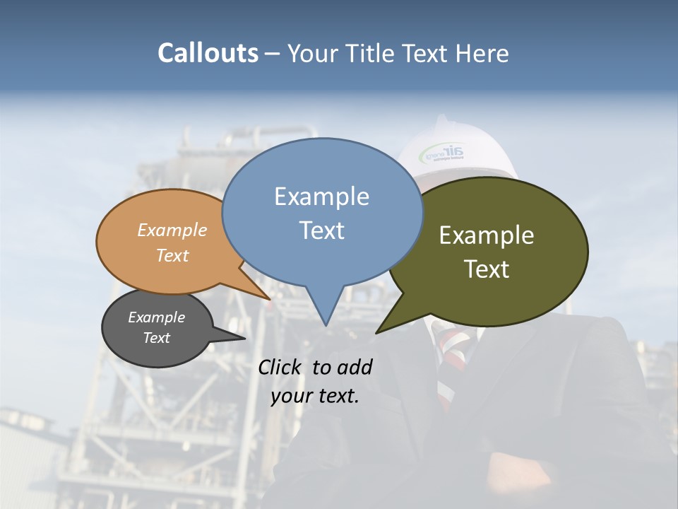 A Man Wearing A Hard Hat Standing In Front Of A Power Plant PowerPoint Template