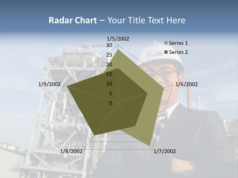 A Man Wearing A Hard Hat Standing In Front Of A Power Plant PowerPoint Template