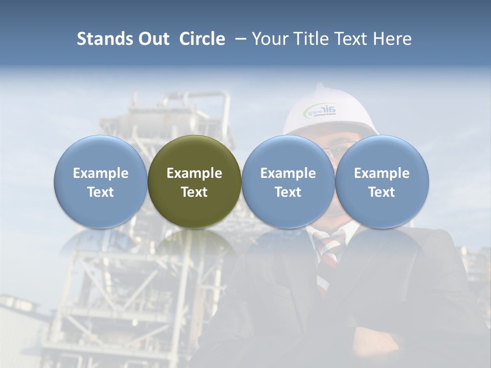 A Man Wearing A Hard Hat Standing In Front Of A Power Plant PowerPoint Template