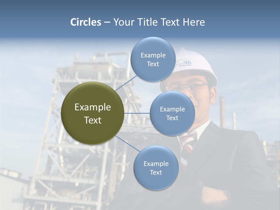 A Man Wearing A Hard Hat Standing In Front Of A Power Plant PowerPoint Template