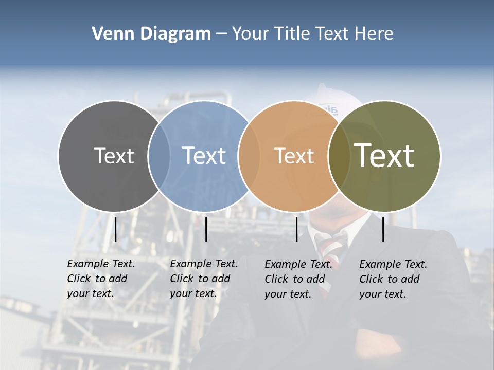 A Man Wearing A Hard Hat Standing In Front Of A Power Plant PowerPoint Template