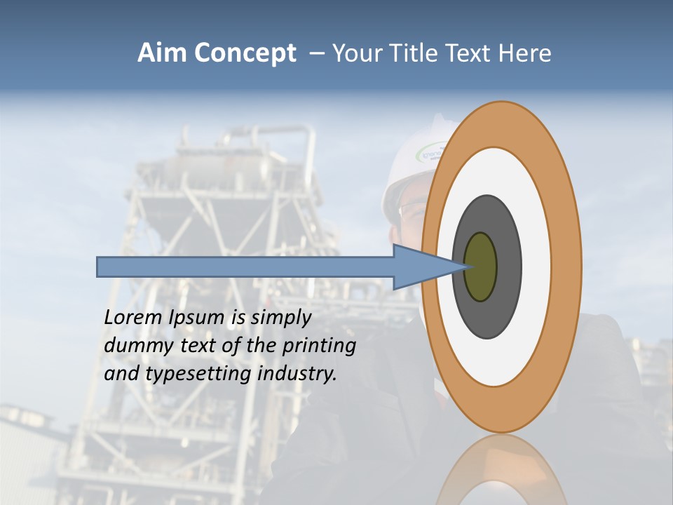 A Man Wearing A Hard Hat Standing In Front Of A Power Plant PowerPoint Template