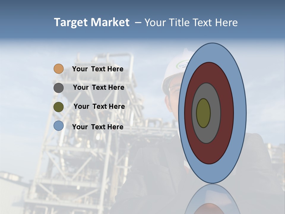 A Man Wearing A Hard Hat Standing In Front Of A Power Plant PowerPoint Template