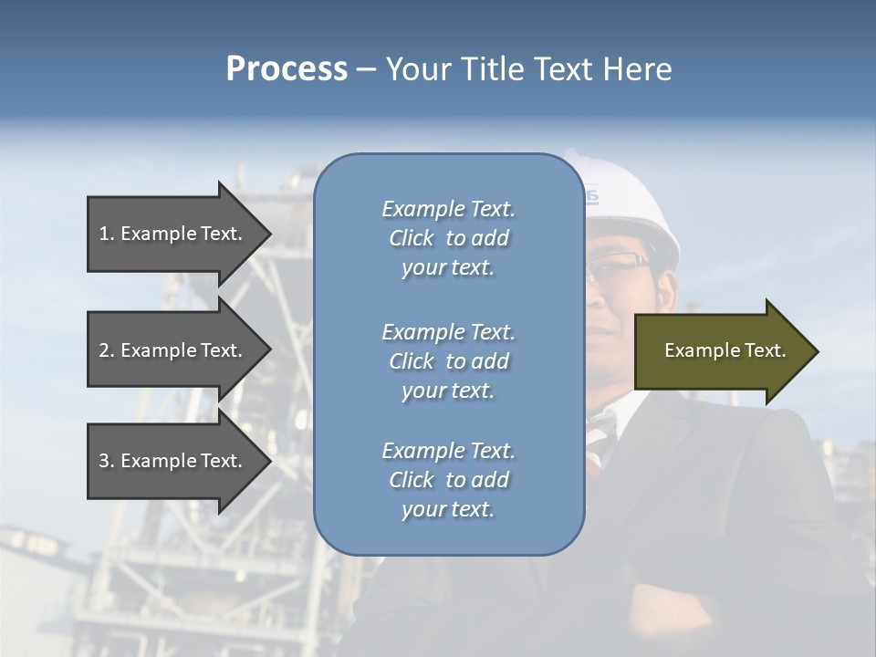 A Man Wearing A Hard Hat Standing In Front Of A Power Plant PowerPoint Template