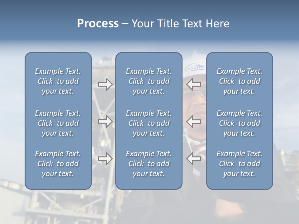 A Man Wearing A Hard Hat Standing In Front Of A Power Plant PowerPoint Template