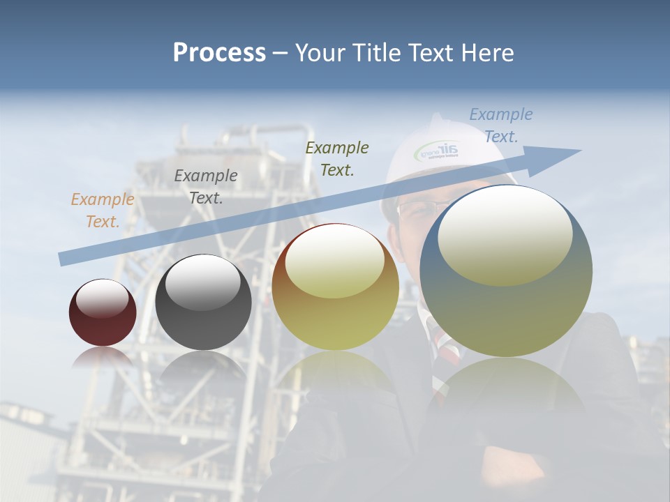 A Man Wearing A Hard Hat Standing In Front Of A Power Plant PowerPoint Template